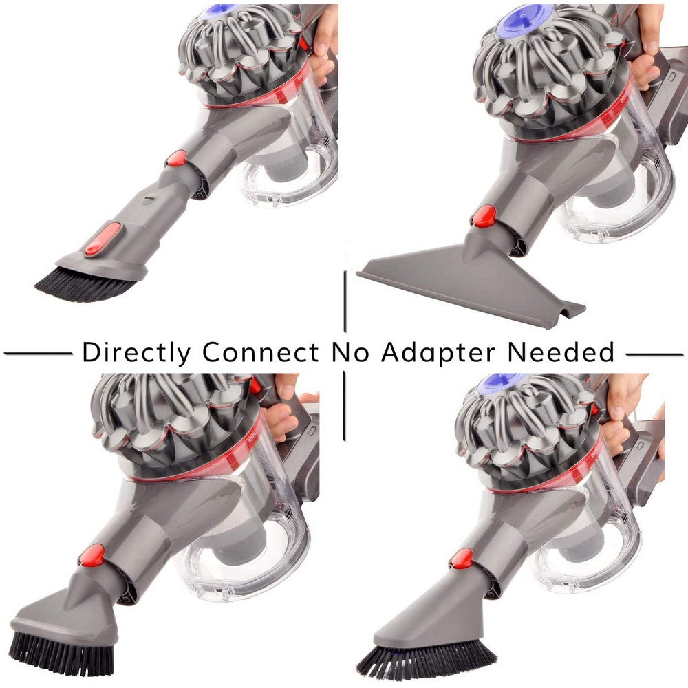 6PCS Non-Branded Attachment Flexible Hose Kit Brush Accessories Set Compatible with Dyson V8 V7 V10 V11 Cordless Vacuum Cleaner