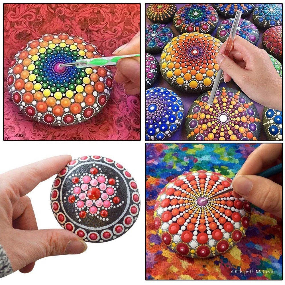 53 PCS Mandala Dotting Tools Mandala Stencil Rocks Painting Tool Kits Coloring Drawing Drafting Art Supplies Set