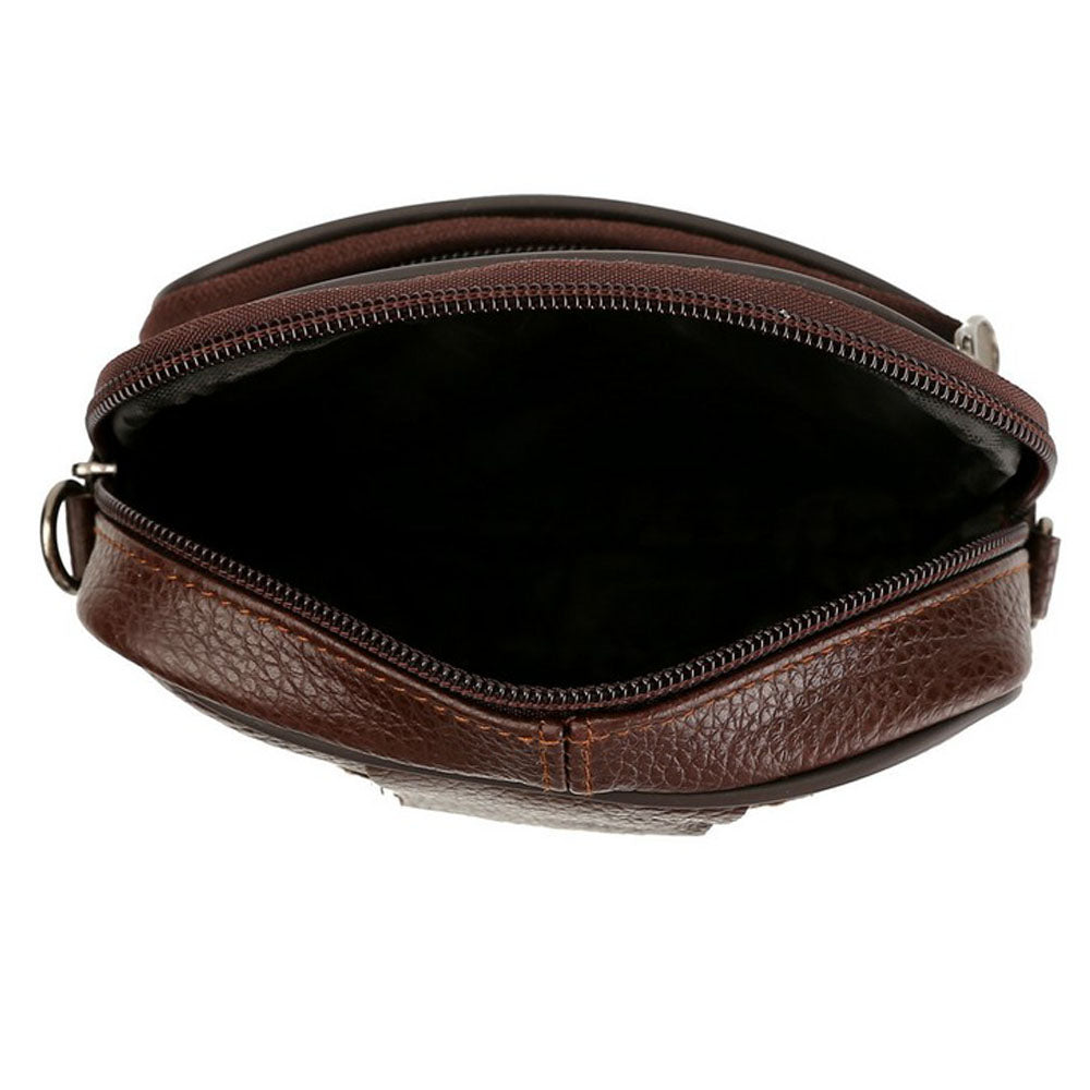 2 In 1 Men Genuine Leather Shoulder Bag Waist Purse Casual Crossbody Bag Style 1