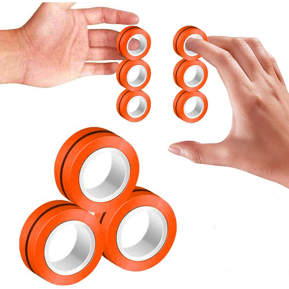 12PCS Magnetic Rings Finger Game Toy Unzip Toy for Adults Blue Yellow Green Orange