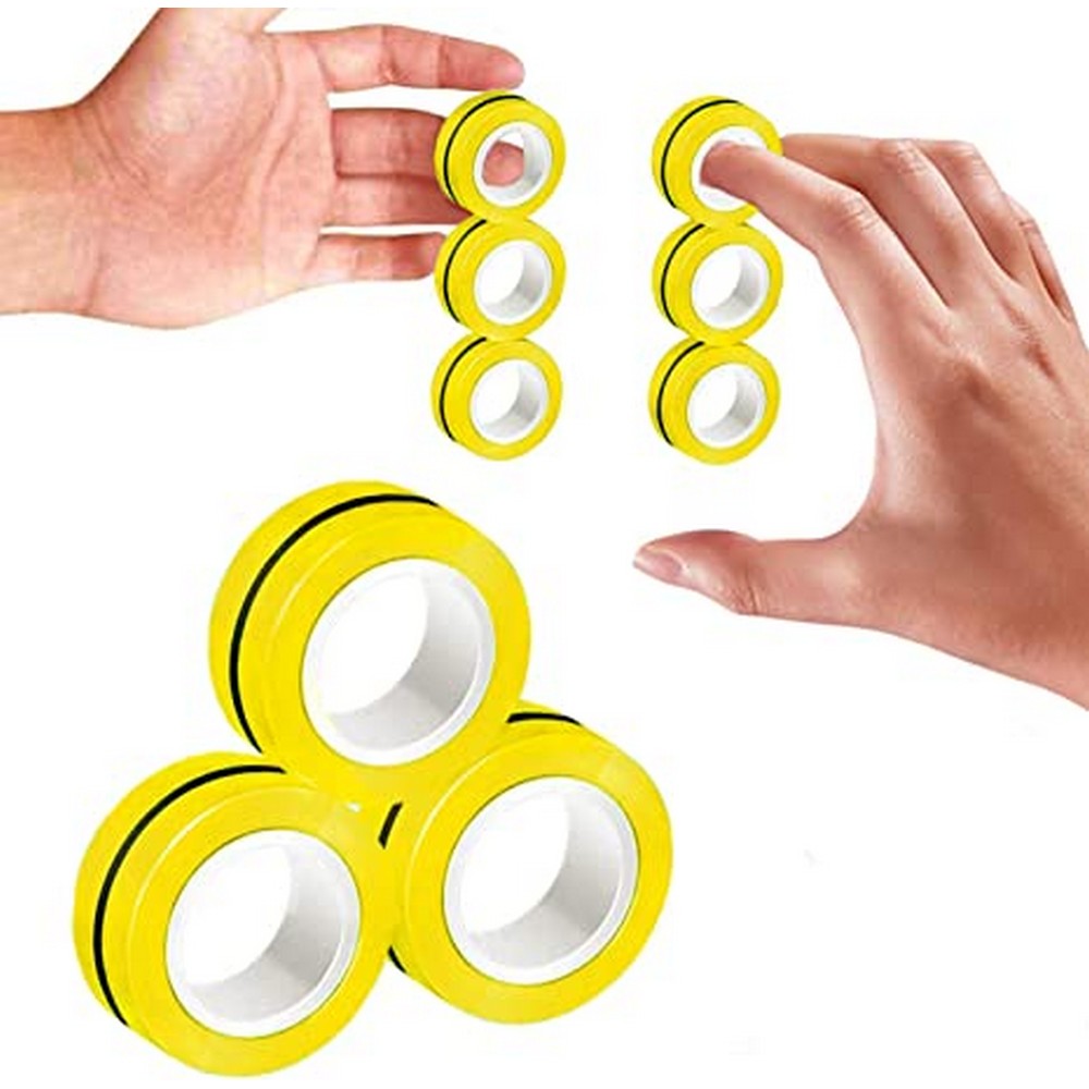 12PCS Magnetic Rings Finger Game Toy Unzip Toy for Adults Blue Yellow Green Orange