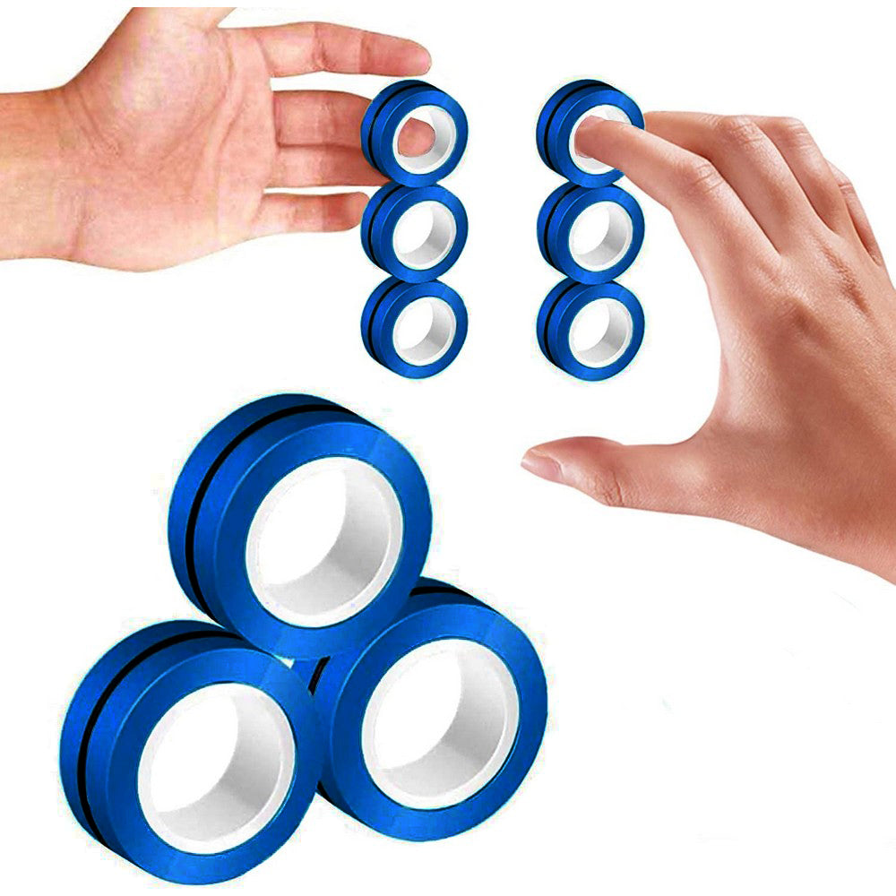 12PCS Magnetic Rings Finger Game Toy Unzip Toy for Adults Blue Yellow Green Orange