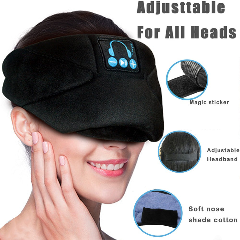 USB Rechargeable Bluetooth 5.0 Fully Shaded Sleeping Eye Mask Hands Free Wireless Call Microphone Music Headset Style 1
