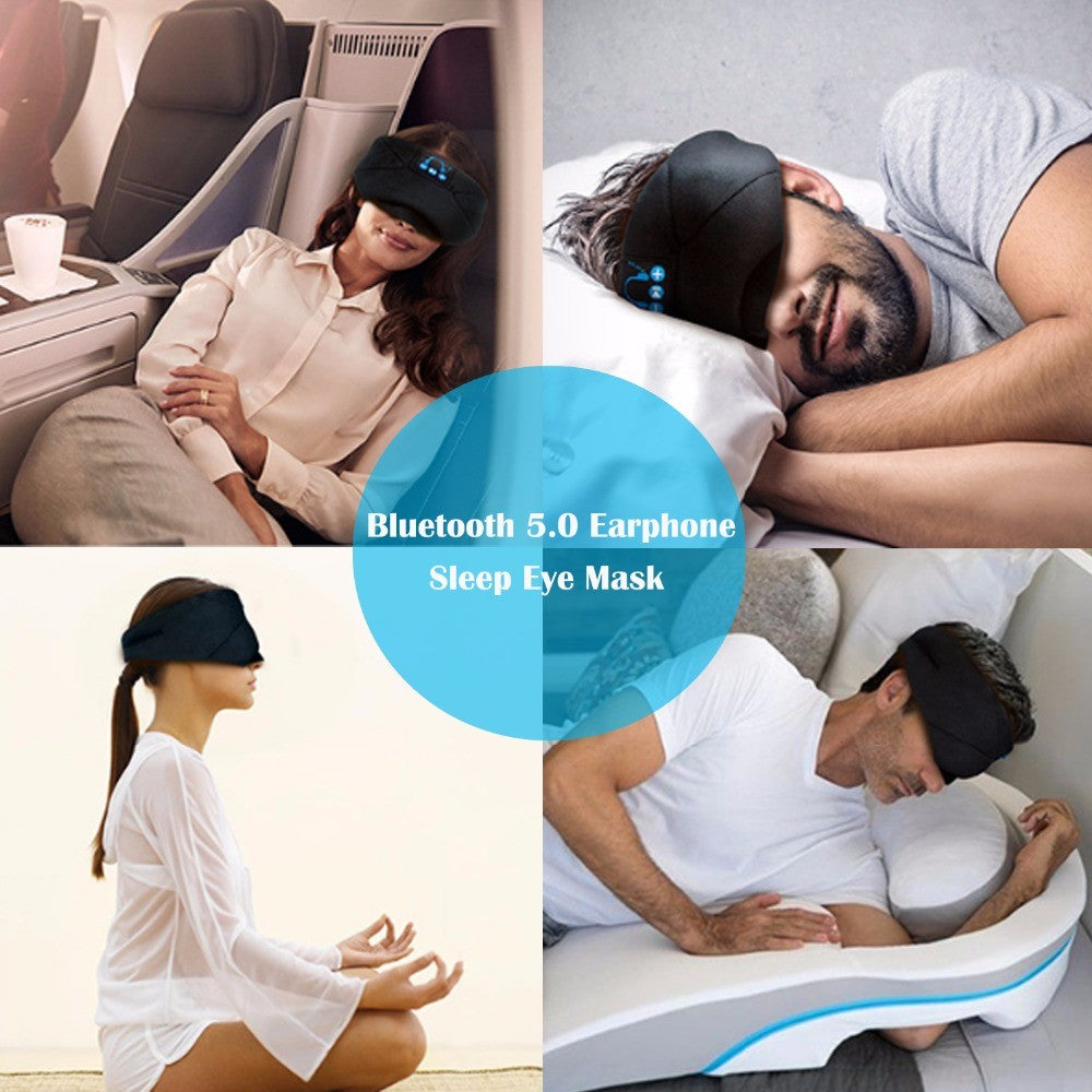 USB Rechargeable Bluetooth 5.0 Fully Shaded Sleeping Eye Mask Hands Free Wireless Call Microphone Music Headset Style 1