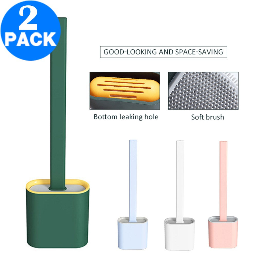 2 X Silicone Toilet Cleaning Brush with Holder