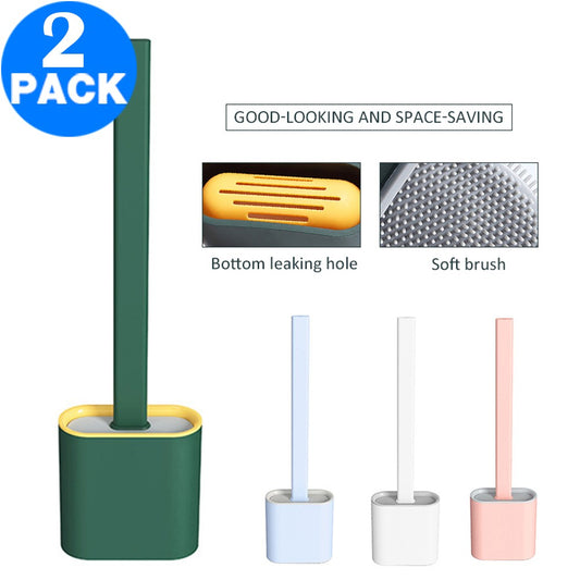 2 X Silicone Toilet Cleaning Brush with Holder