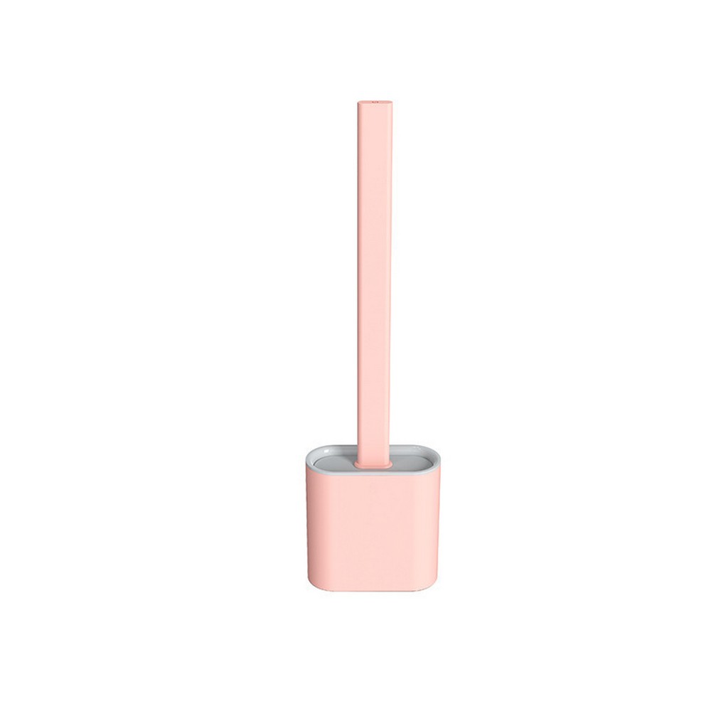 2 X Silicone Toilet Cleaning Brush with Holder Pink Blue