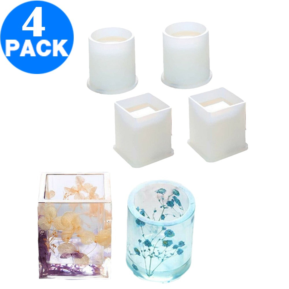 4 X DIY Resin Crafts Pen Holder Mould Silicone Mold