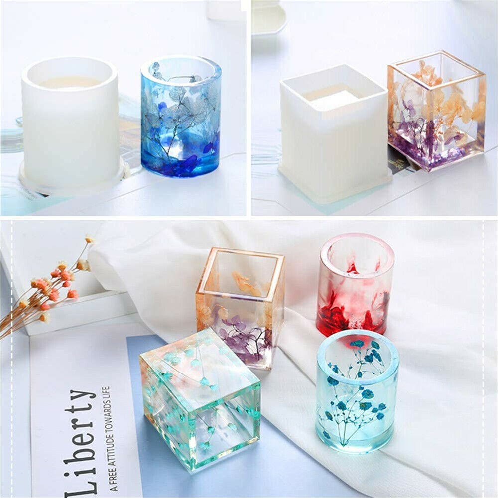 4 X DIY Resin Crafts Pen Holder Mould Silicone Mold