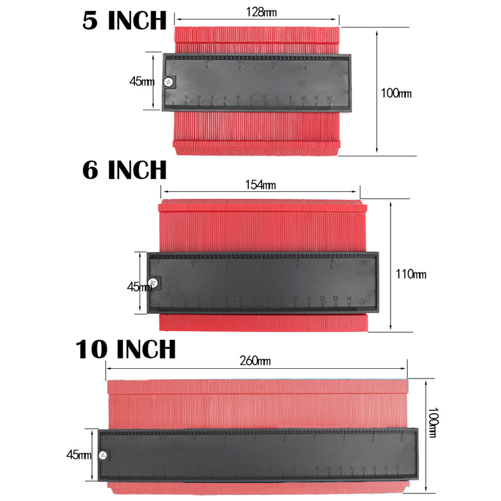 3 Pack 5 Inch 6 Incn 10 Inch Contour Gauge Gauge Shape Duplicator Irregular Shapes Template Measuring Tool Ruler Blue