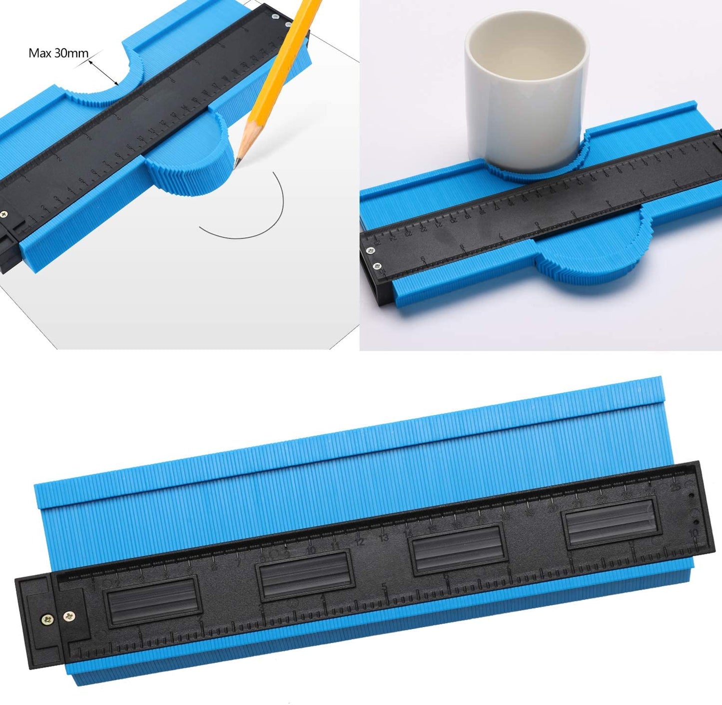 3 Pack 5 Inch 6 Incn 10 Inch Contour Gauge Gauge Shape Duplicator Irregular Shapes Template Measuring Tool Ruler Blue