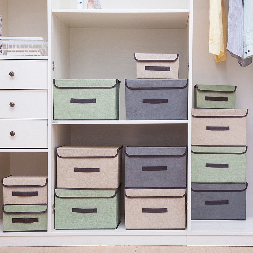 3 X Foldable Collapsible Storage Cubes Bin Closet Organizer Basket Storage Box with Dustproof Lid Small