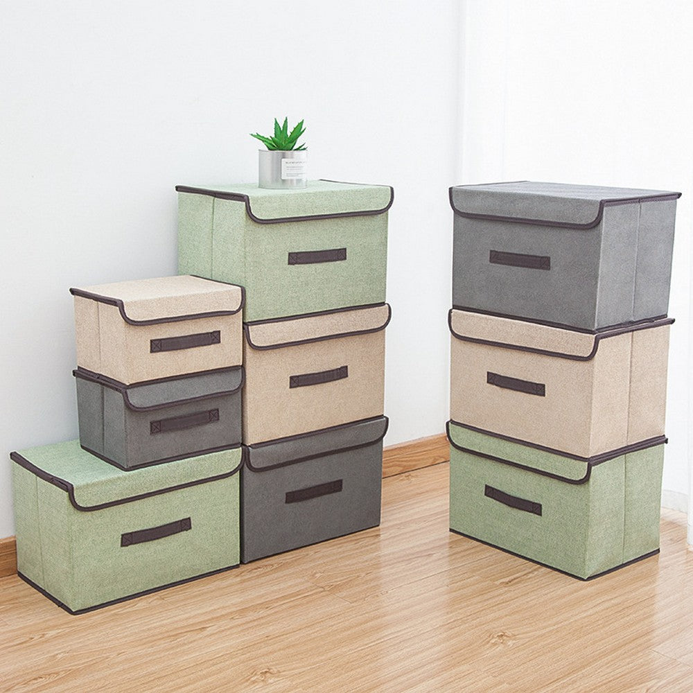 3 X Foldable Collapsible Storage Cubes Bin Closet Organizer Basket Storage Box with Dustproof Lid Small