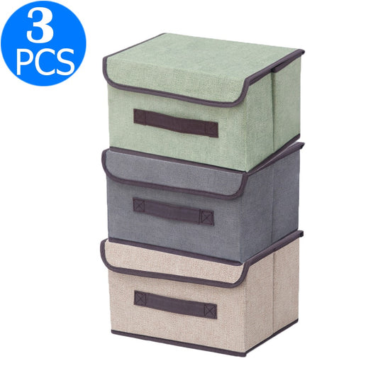 3 X Foldable Collapsible Storage Cubes Bin Closet Organizer Basket Storage Box with Dustproof Lid Small