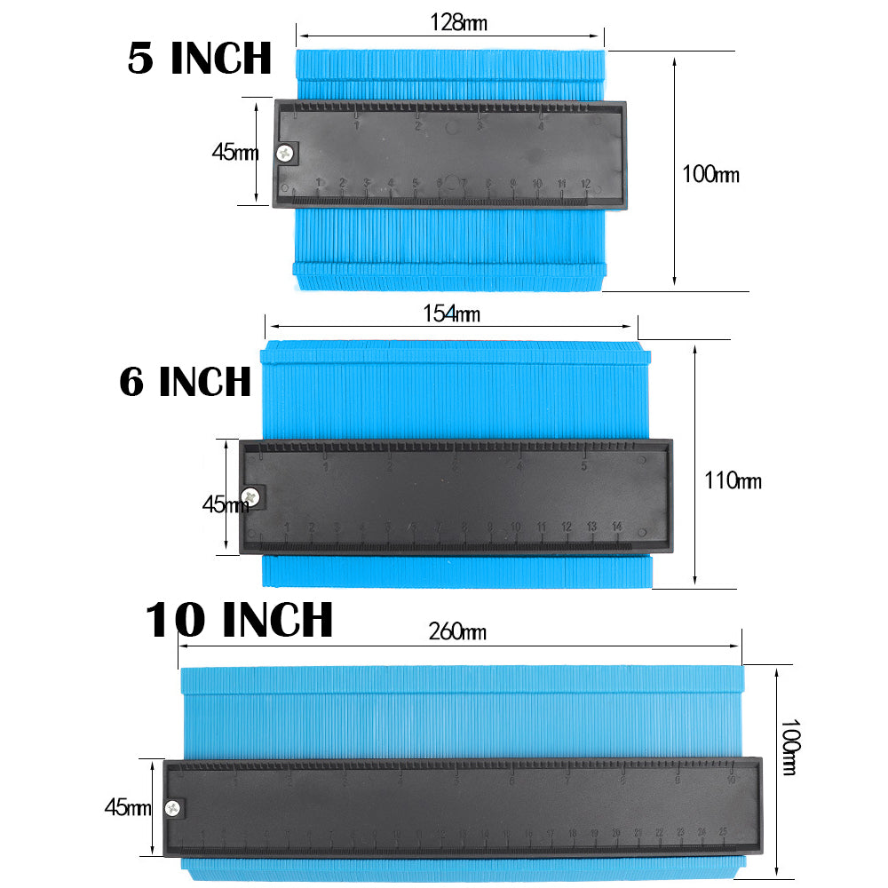 3 Pack 5 Inch 6 Incn 10 Inch Contour Gauge Gauge Shape Duplicator Irregular Shapes Template Measuring Tool Ruler Blue