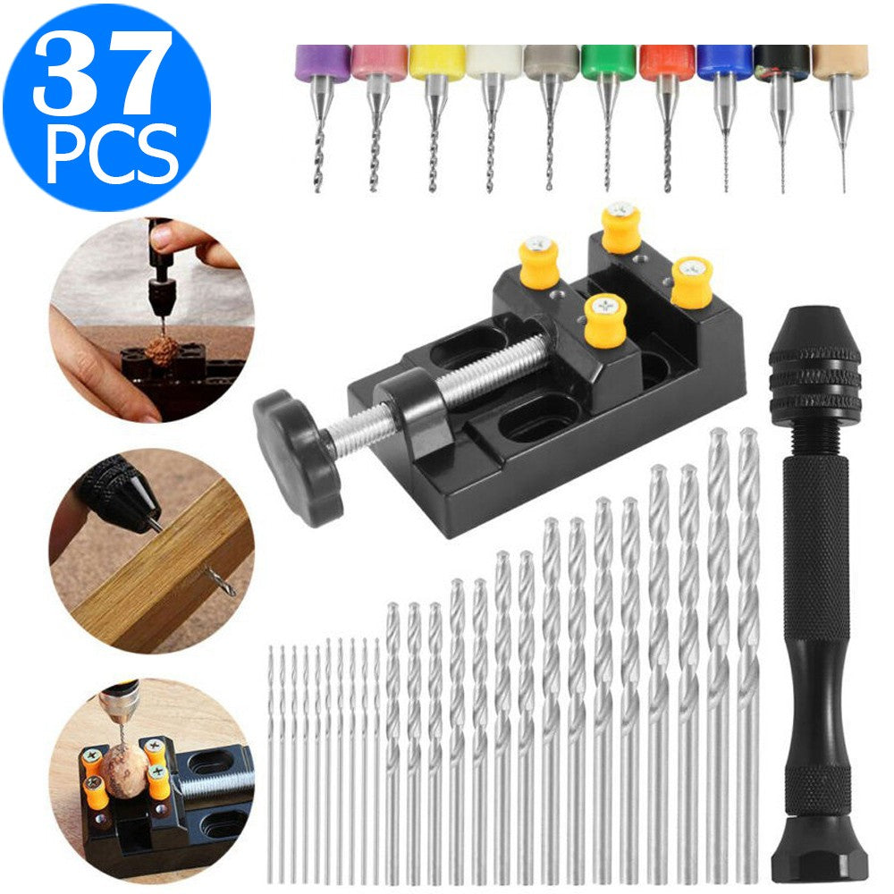 37Pcs Hand Drill Bit Set Twist Drill Bits DIY Craft Carving Tools