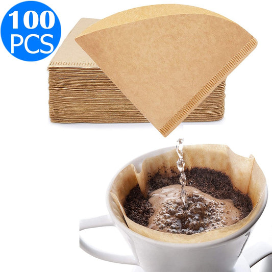 100PCS Disposable Coffee Filter Paper Brown Size 02 for V60 Coffee Dripper 1-4 Cup