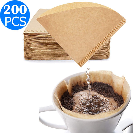 200PCS Disposable Coffee Filter Paper Brown Size 02 for V60 Coffee Dripper 1-4 Cup