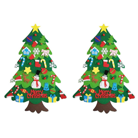 2 X DIY Felt Xmas Tree Christmas Ornaments Set for Kids
