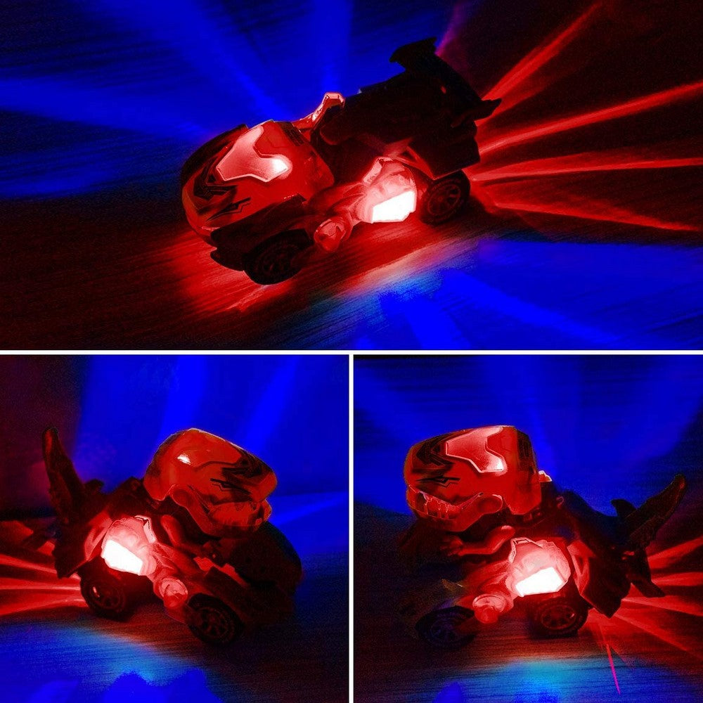 Transforming Dinosaur Car Robot Vehicle Toys for Kids with Light Sound Red