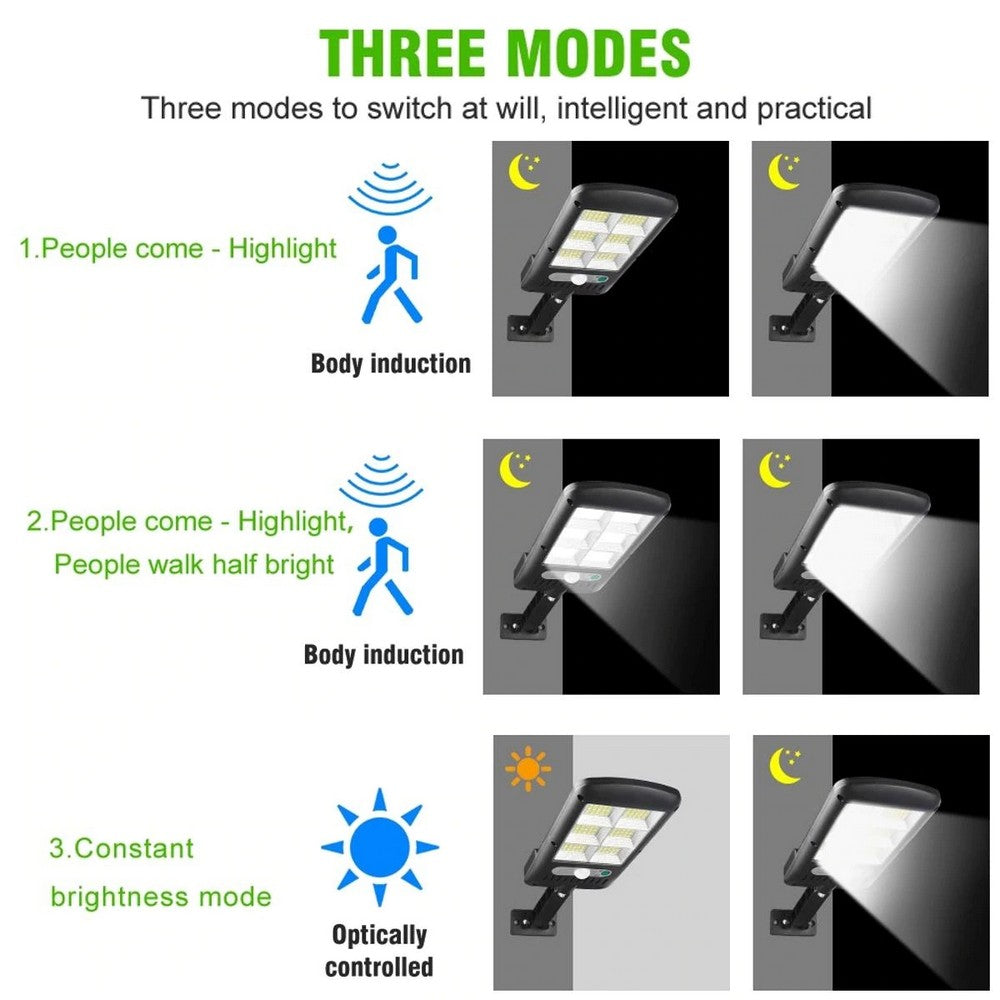 100 128 120COB Remote Control Outdoor Security Solar Powered Lights PIR Motion Sensor Lamp