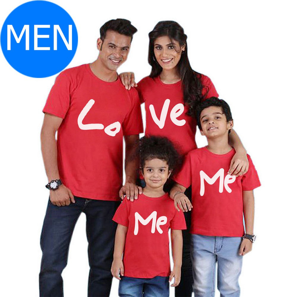 Love Me Printed Short Sleeve Family Matching Clothes T Shirt for Men