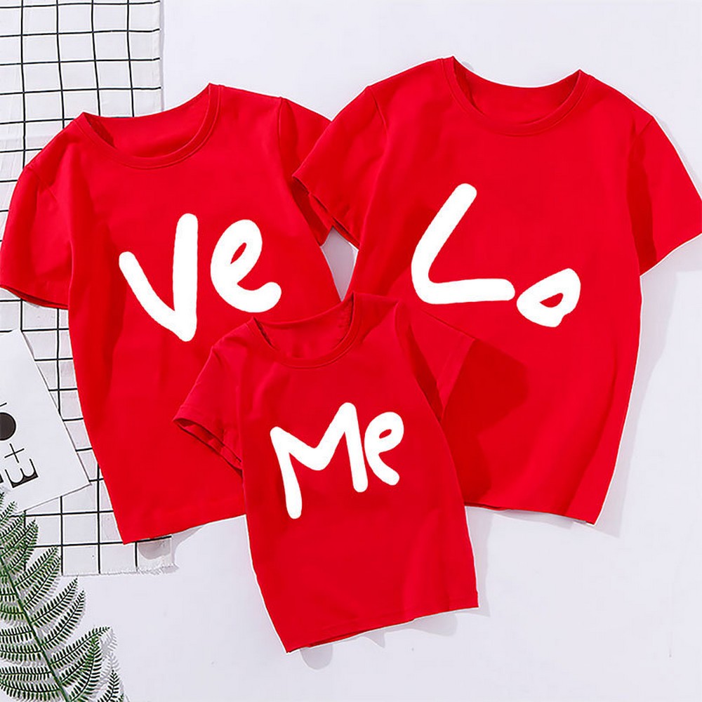 Love Me Printed Short Sleeve Family Matching Clothes T Shirt for Men