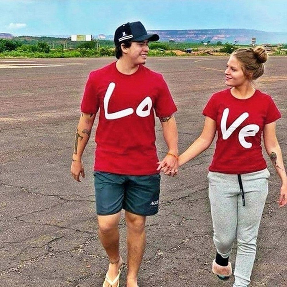 Love Me Printed Short Sleeve Family Matching Clothes T Shirt for Men