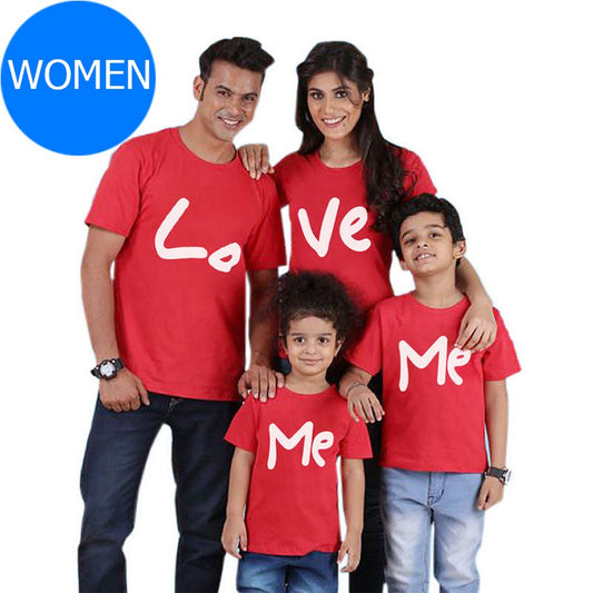 Love Me Printed Short Sleeve Family Matching Clothes T Shirt for Women