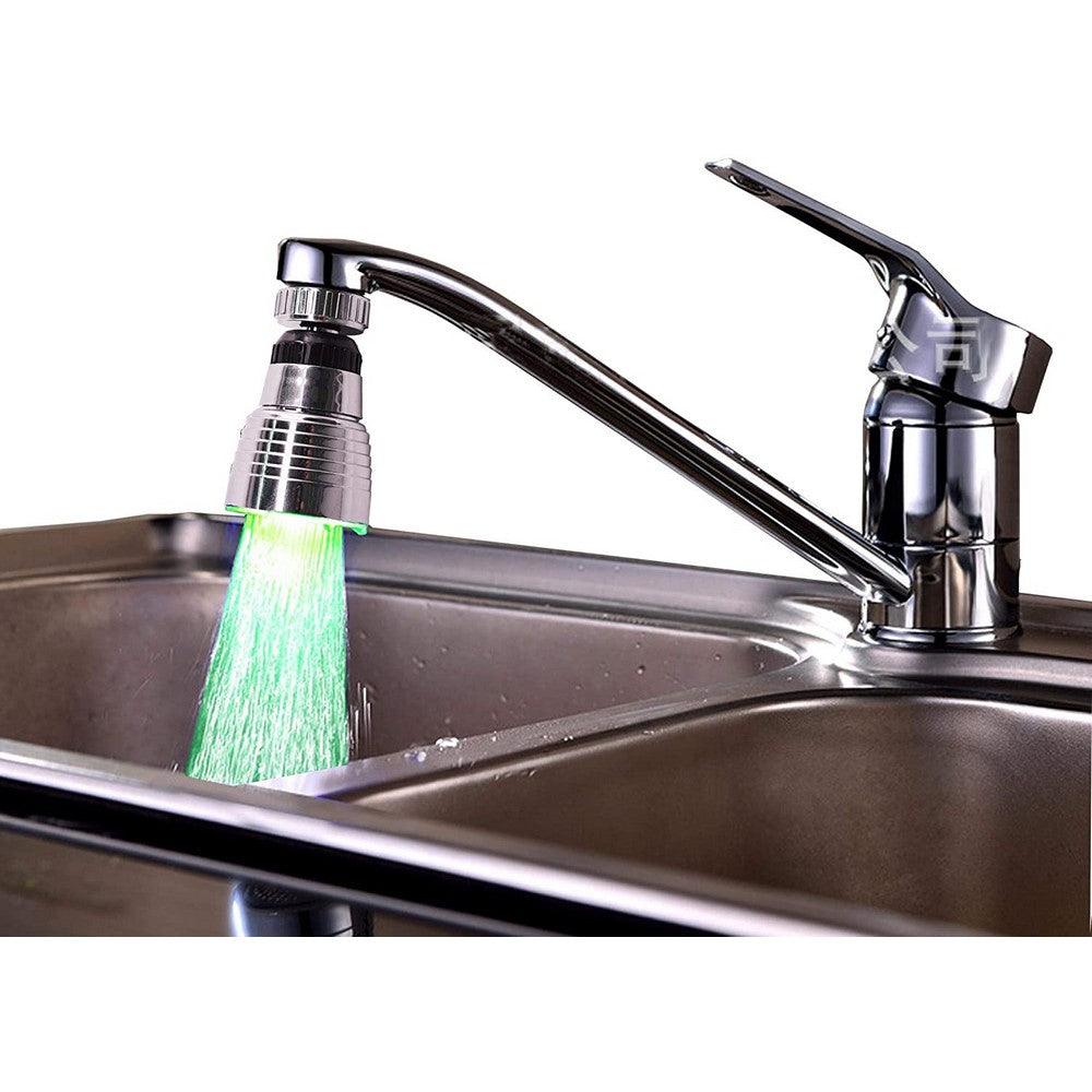 2 X Kitchen 360 Degree Swivel 3 Colours Temperature Sensitive Sink Water Faucet with LED Light Style 1