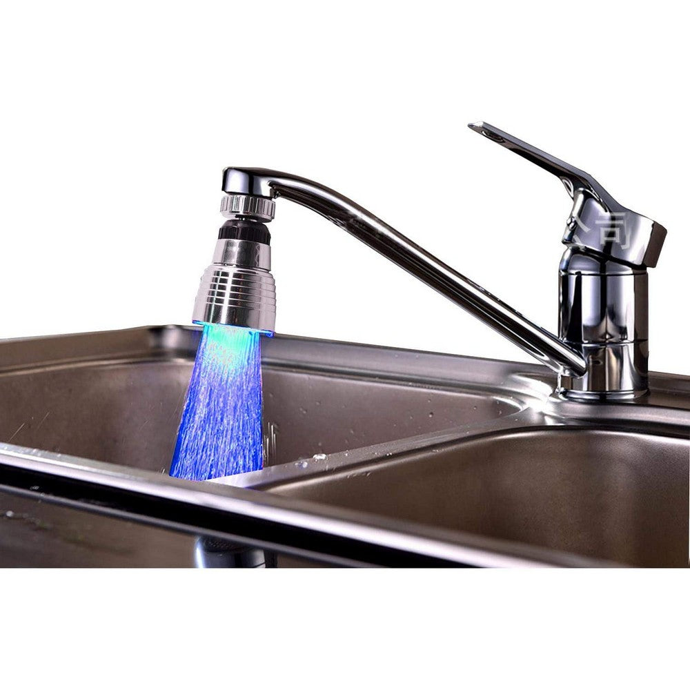 2 X Kitchen 360 Degree Swivel 3 Colours Temperature Sensitive Sink Water Faucet with LED Light Style 1