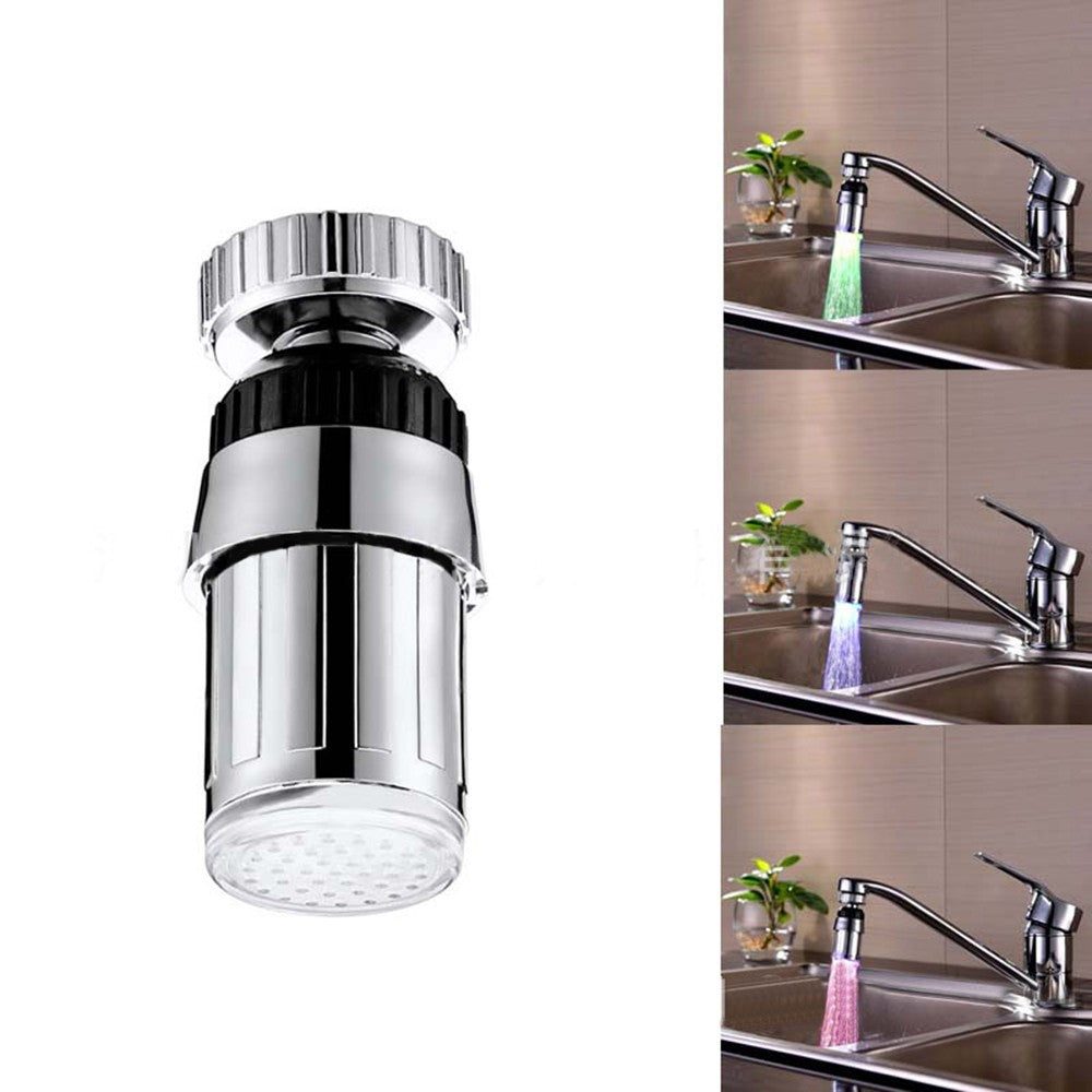 Kitchen 360 Degree Swivel 3 Colours Temperature Sensitive Sink Water Faucet with LED Light Style 2