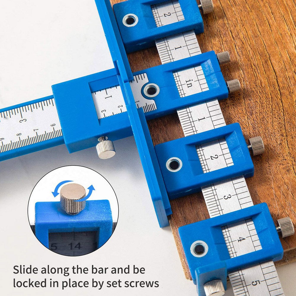 2X Drill Guide Template Ruler Wood Drilling Dowelling Tool