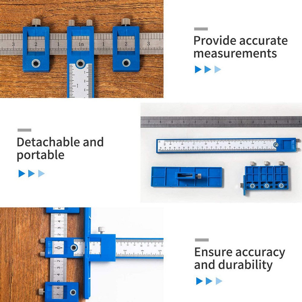 1X Drill Guide Template Ruler Wood Drilling Dowelling Tool