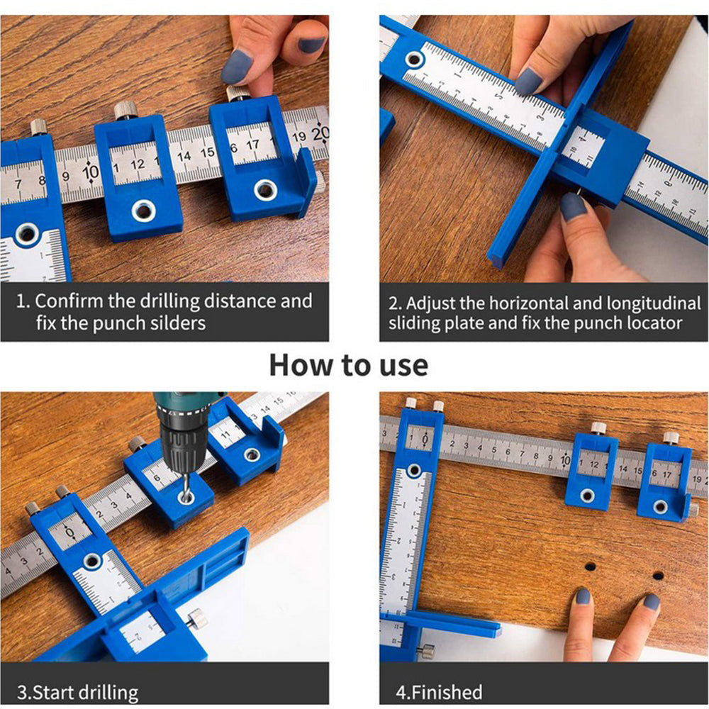 2X Drill Guide Template Ruler Wood Drilling Dowelling Tool