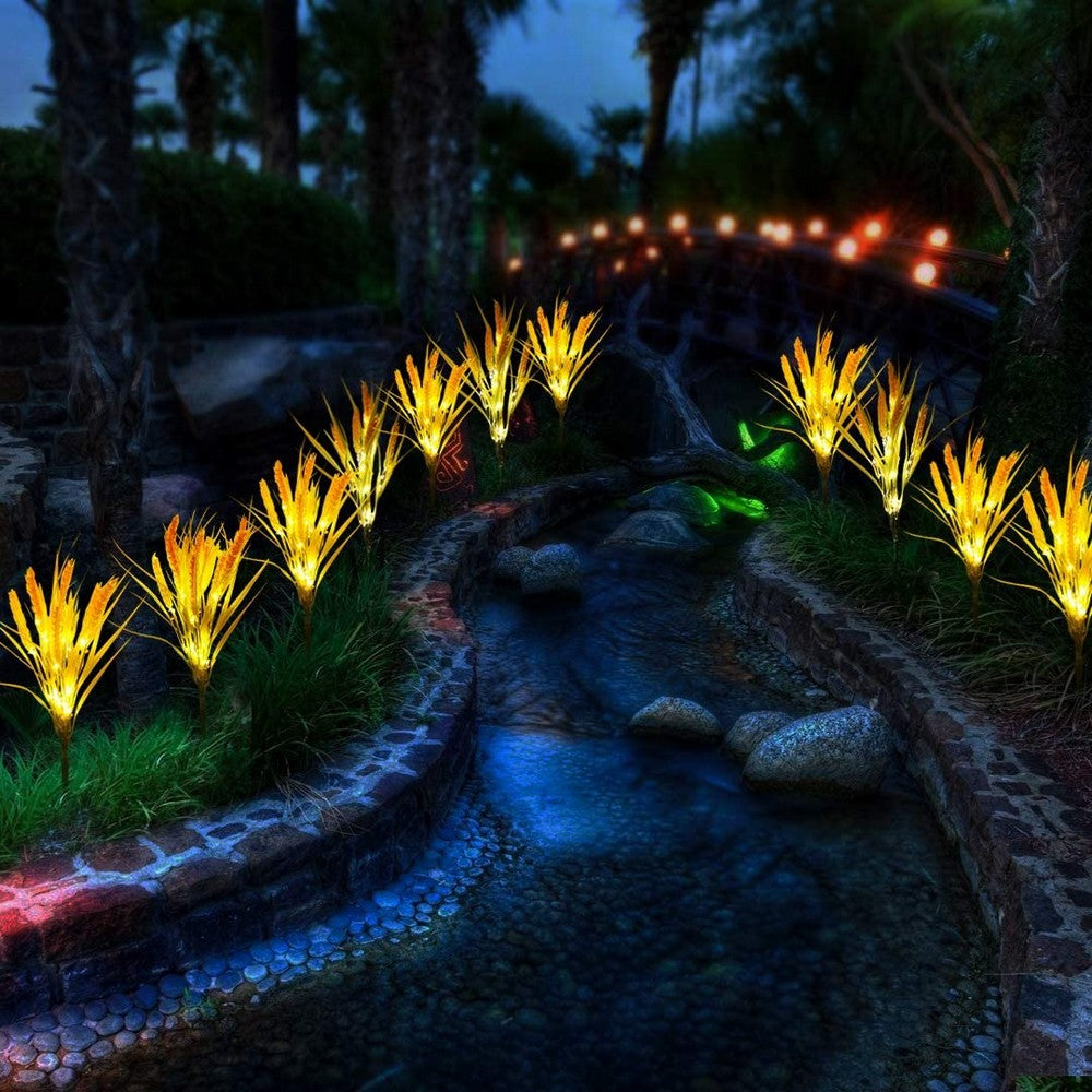 4 X 12LED Outdoor Solar Powered Light Simulation Wheat Lamp One Mode Garden Detection Lamp