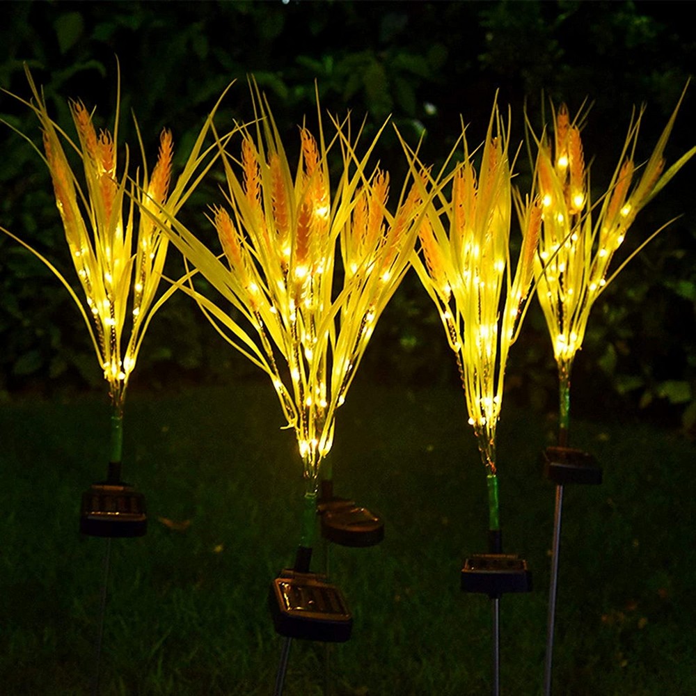 4 X 12LED Outdoor Solar Powered Light Simulation Wheat Lamp One Mode Garden Detection Lamp