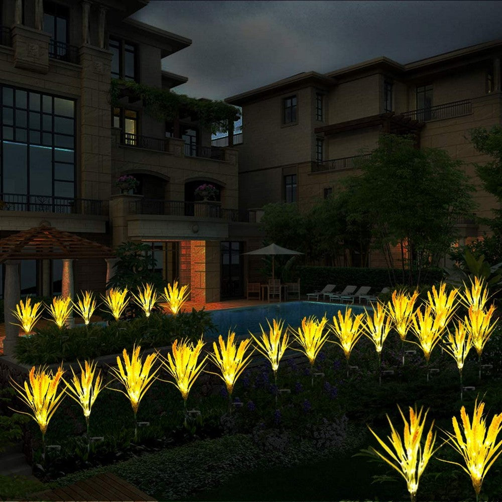 4 X 12LED Outdoor Solar Powered Light Simulation Wheat Lamp One Mode Garden Detection Lamp