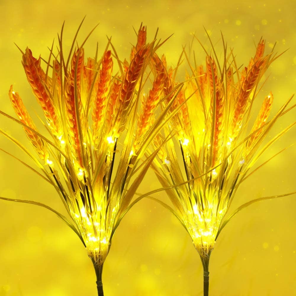 4 X 12LED Outdoor Solar Powered Light Simulation Wheat Lamp One Mode Garden Detection Lamp