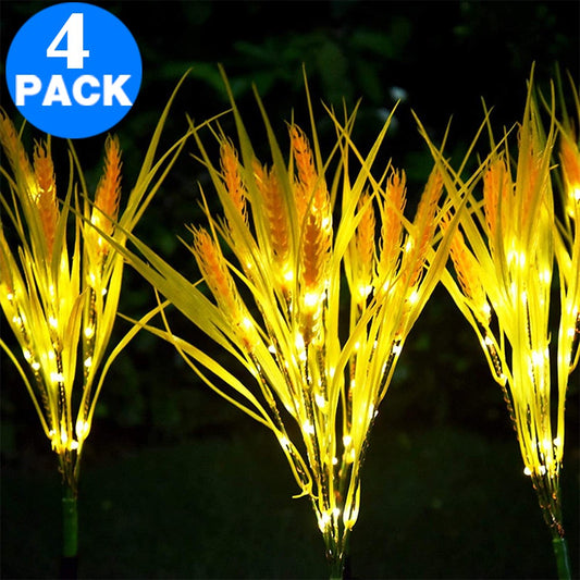 4 X 12LED Outdoor Solar Powered Light Simulation Wheat Lamp One Mode Garden Detection Lamp