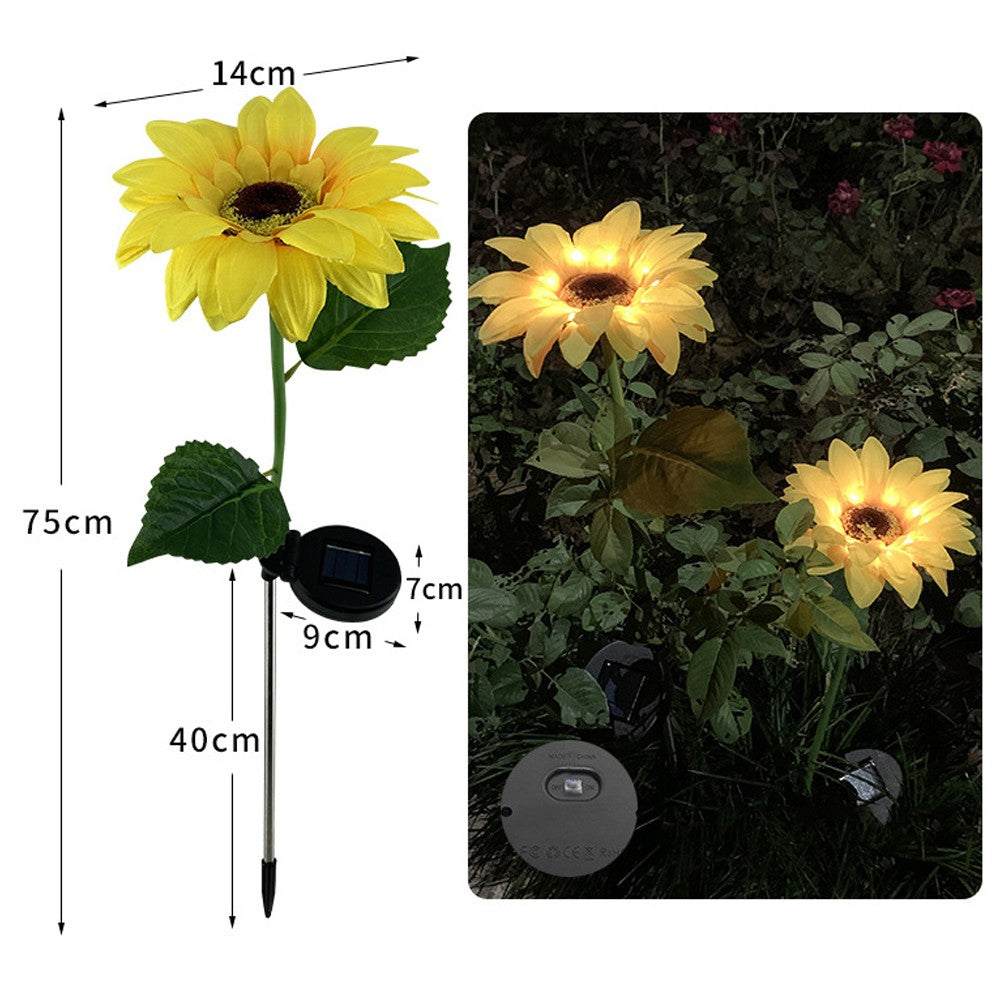 6 X 8LED Solar Powered Garden Decorations Lights Simulation Sunflower Decoration Lamp for Backyard Garden