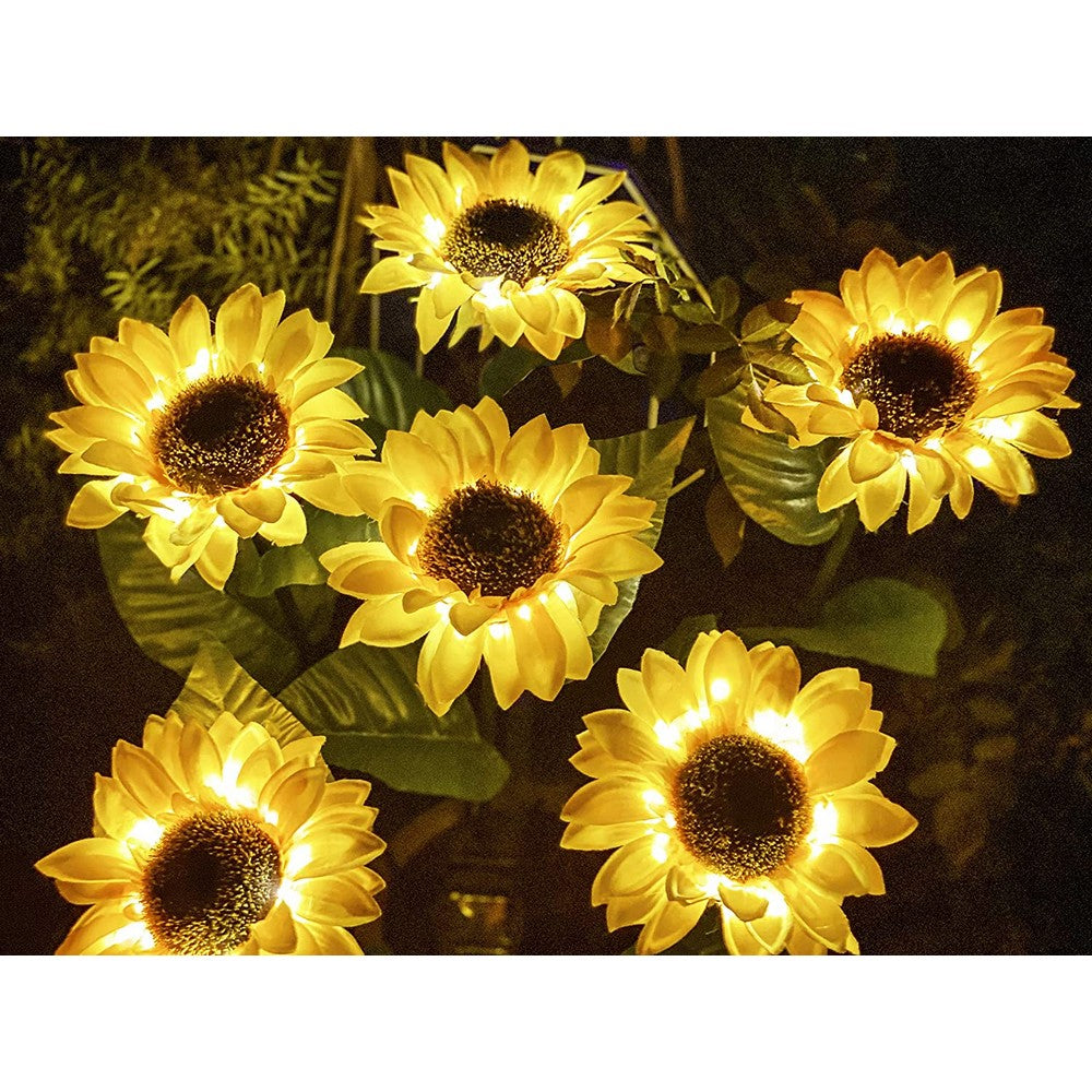 6 X 8LED Solar Powered Garden Decorations Lights Simulation Sunflower Decoration Lamp for Backyard Garden