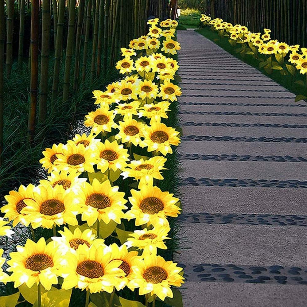 4 X 8LED Solar Powered Garden Decorations Lights Simulation Sunflower Decoration Lamp for Backyard Garden