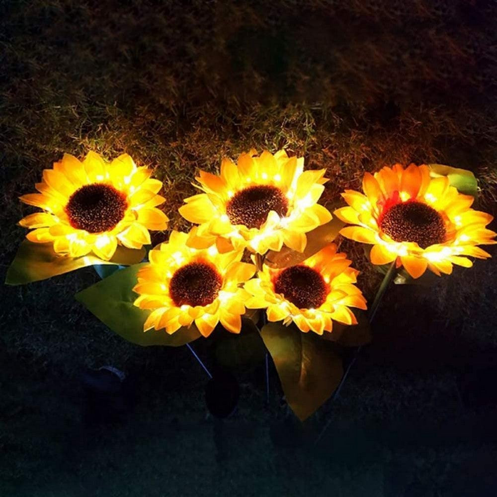 4 X 8LED Solar Powered Garden Decorations Lights Simulation Sunflower Decoration Lamp for Backyard Garden