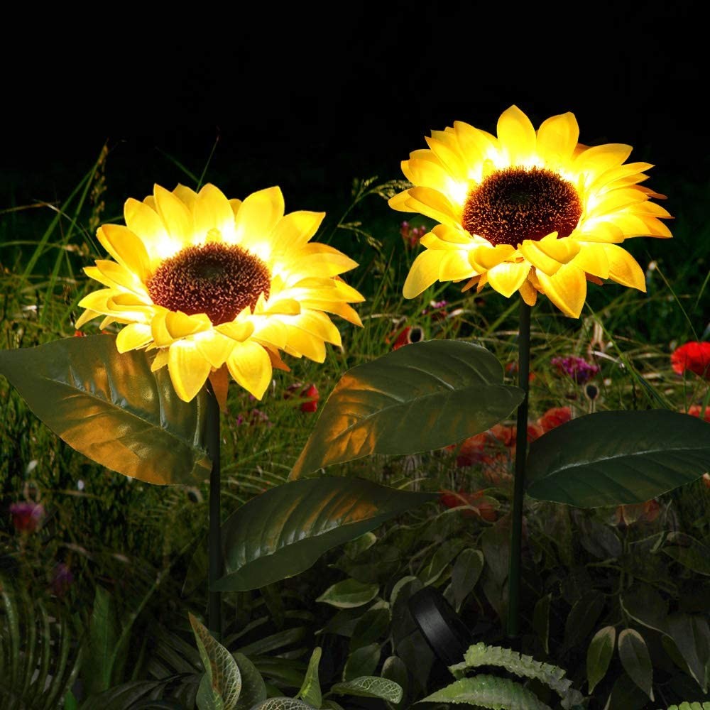 6 X 8LED Solar Powered Garden Decorations Lights Simulation Sunflower Decoration Lamp for Backyard Garden