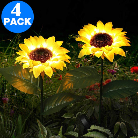 4 X 8LED Solar Powered Garden Decorations Lights Simulation Sunflower Decoration Lamp for Backyard Garden