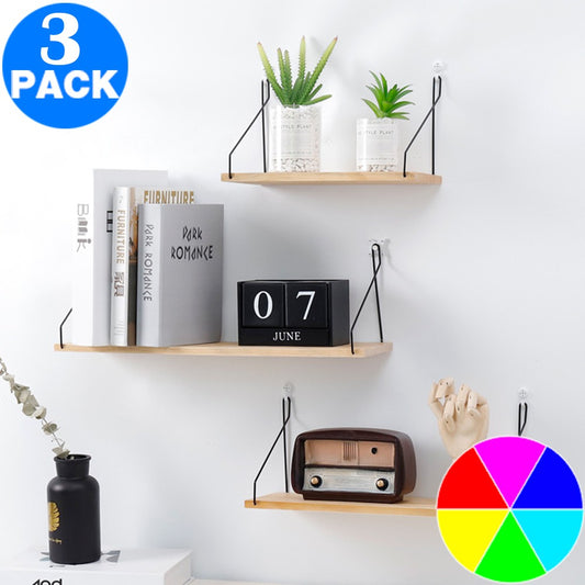 3 X Floating Shelves Hanging Shelf Wall Mounted Home Decor Organizer Rack for Living Room Bedroom Bathroom Kitchen