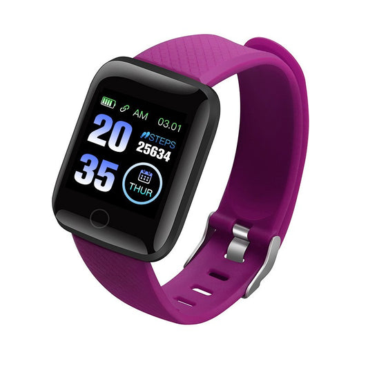 1Pc 116plus Smart Watch Sports Fitness Tracker with Heart Rate Monitor - Purple