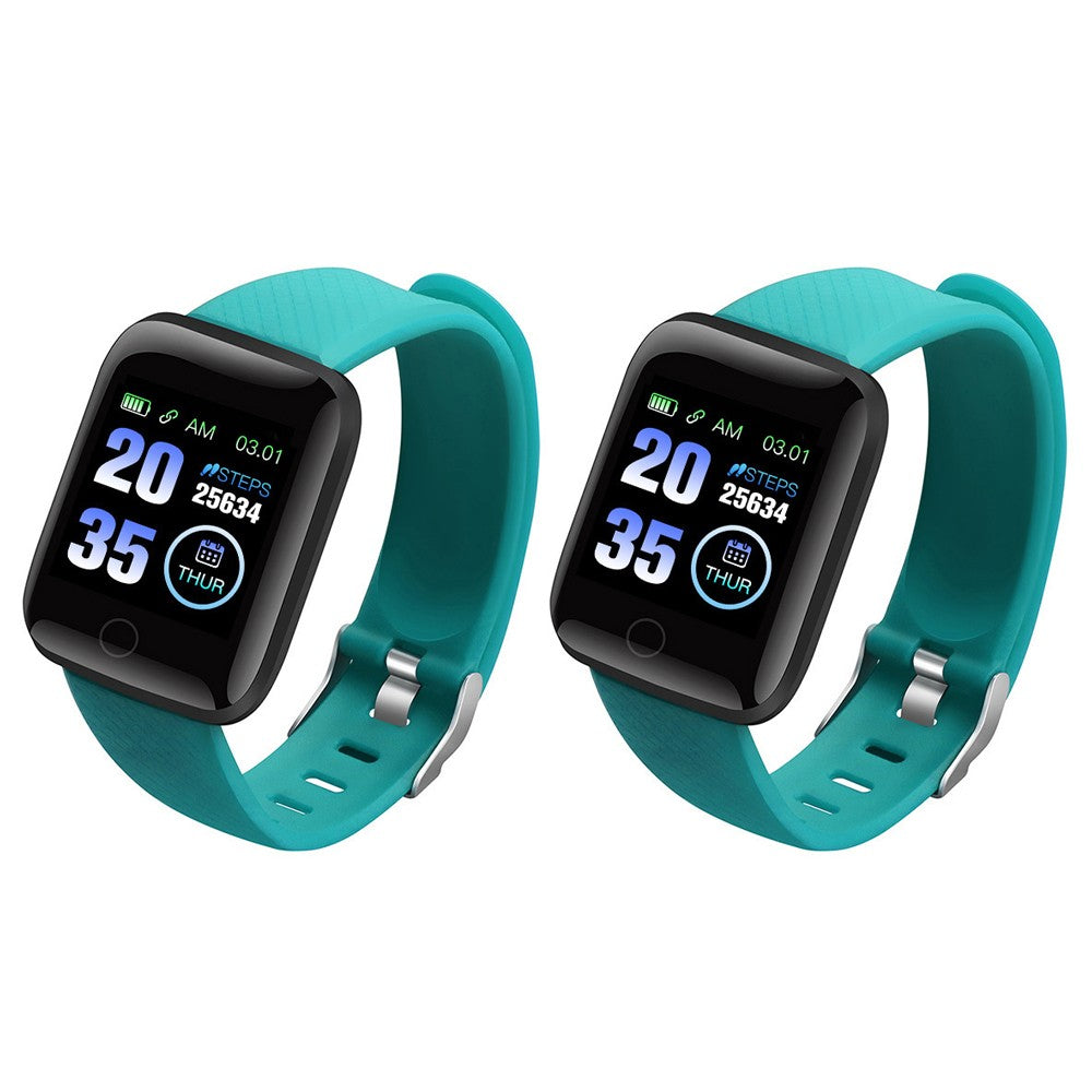 2Pcs 116plus Smart Watch Sports Fitness Tracker with Heart Rate Monitor - Green