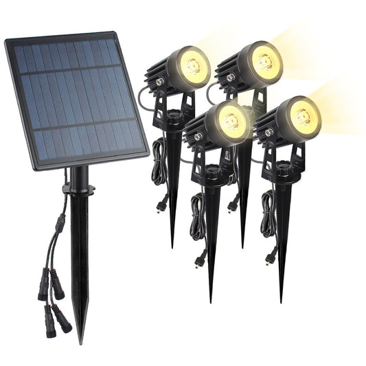 4 in 1 Outdoor IP65 Waterproof Solar Powered Spotlights Warm White for Garden Yard